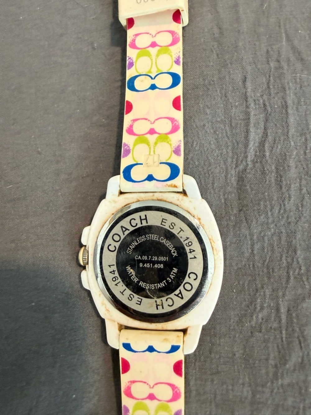 Coach Cream Braided Silicone Strap Watch with Silver-Tone Case - Picture 3 of 5
